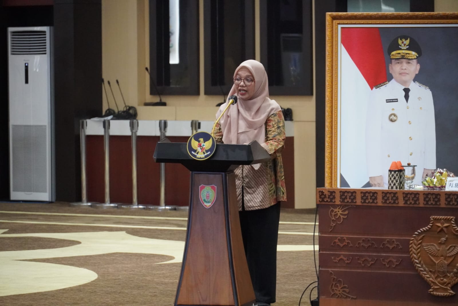 Koordinator Harian Strategi Nasional Pencegahan Korupsi (Stranas PK) Sari Anggraini saat menyampaikan sambutan
