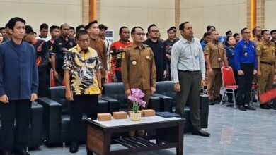 Wali Kota Palangka Raya Fairid Naparin saat menghadiri Sosialisasi Program dan Manfaat BPJS Ketenagakerjaan bersama Forum Relawan Pemadam Kebakaran dan Pertolongan