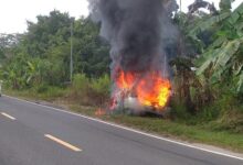 Mobil Misterius yang Lama Terparkir di Trans Kalimantan Ludes Terbakar
