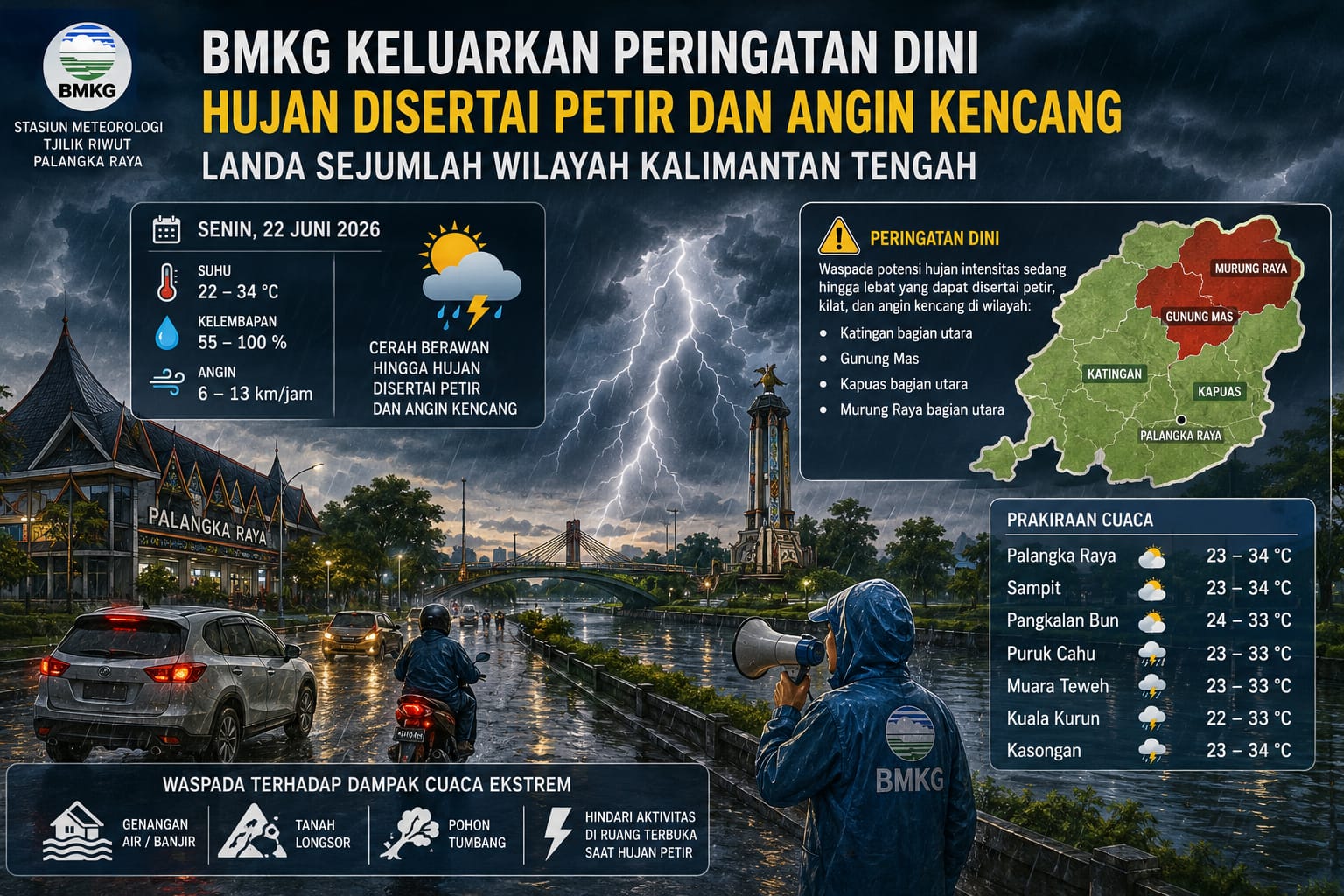 Gambaran ilustrasi peringatan dini BMKG Stasiun Meteorologi Kelas I Tjilik Riwut Palangka Raya