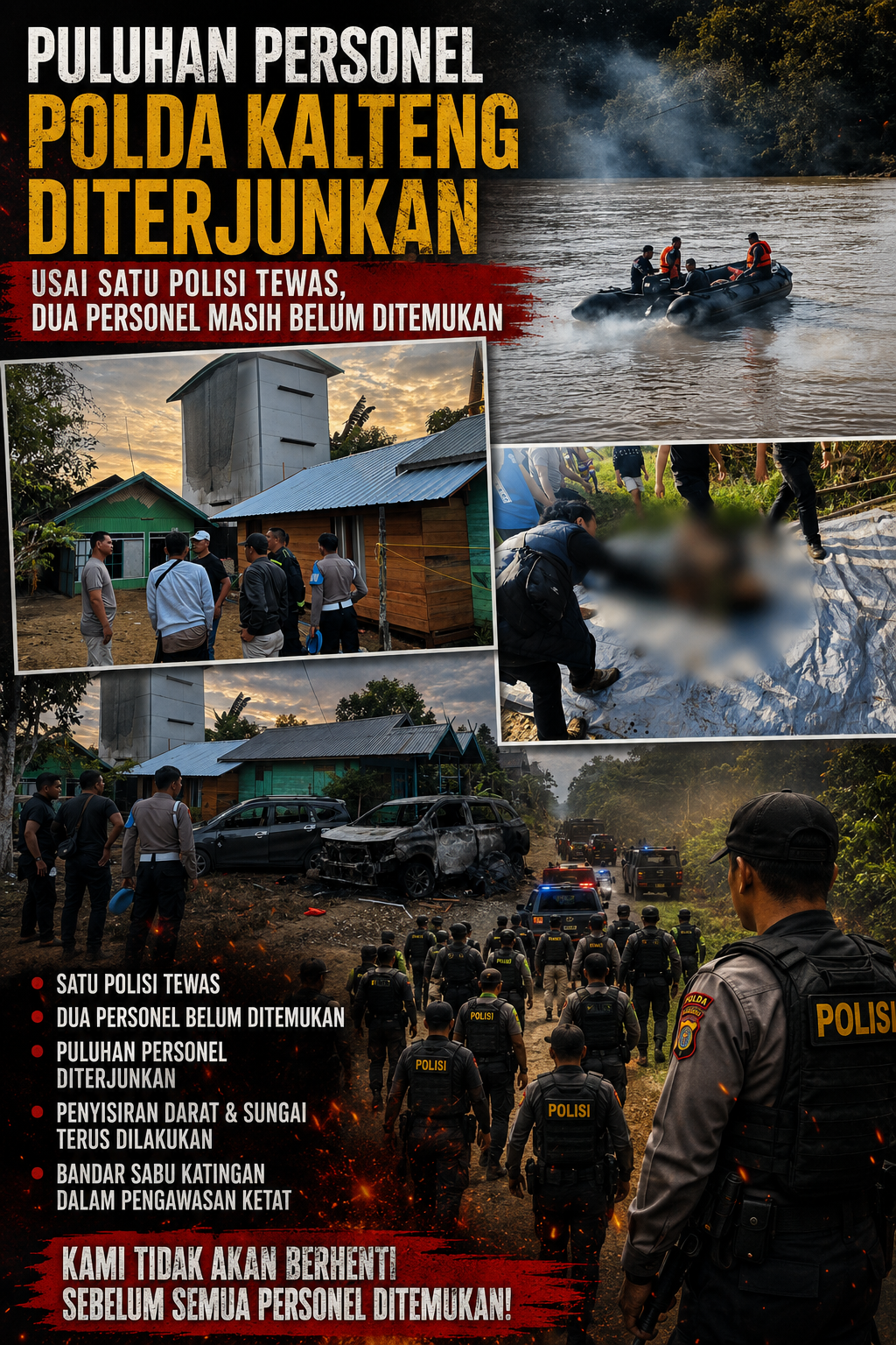 Polda Kalteng Diterjunkan Usai Polisi Gugur dalam Penggerebekan Bandar Sabu