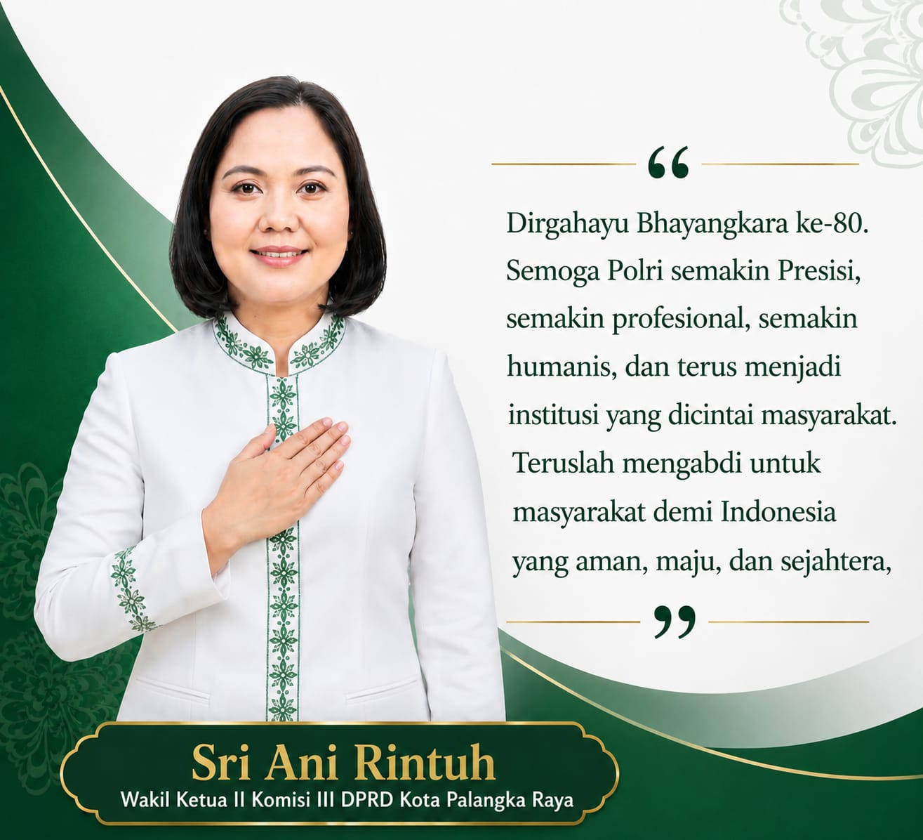 Wakil Ketua II Komisi III DPRD Kota Palangka Raya, Sri Ani Rintuh