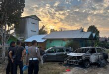Kondisi di sekitar lokasi kejadian penggerebekan terduga bandar sabu di Desa Tumbang Kelemei, Kecamatan Katingan Tengah