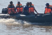 Proses pencarian di kawasan aliran sungai di Desa Tumbang Kelemei, Kecamatan Katingan Tengah