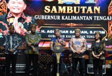 ‎Gubernur Kalteng, H. Agustiar Sabran saat menyampaikan sambutan pada acara perayaan HUT ke-24 Kab. Pulang Pisau