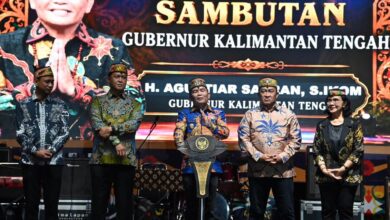 ‎Gubernur Kalteng, H. Agustiar Sabran saat menyampaikan sambutan pada acara perayaan HUT ke-24 Kab. Pulang Pisau