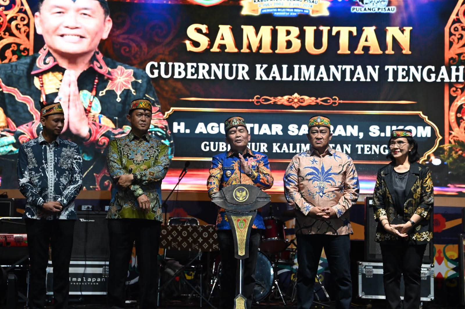 ‎Gubernur Kalteng, H. Agustiar Sabran saat menyampaikan sambutan pada acara perayaan HUT ke-24 Kab. Pulang Pisau