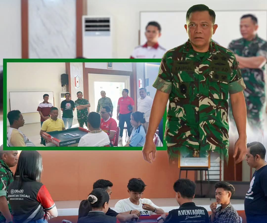 ‎Pangdam XXII/TB, Mayjen TNI Zainul Arifin, S.A.P., M.Sc., saat menyaksikan Final Turnamen ORADO yang berlangsung di Aula Berkah Makodam XXII/TB, Palangka Raya