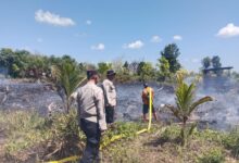 Tim gabungan melakukan pemadaman di wilayah Kelurahan Bukit Tunggal, Kecamatan Jekan Raya, Kota Palangka Raya