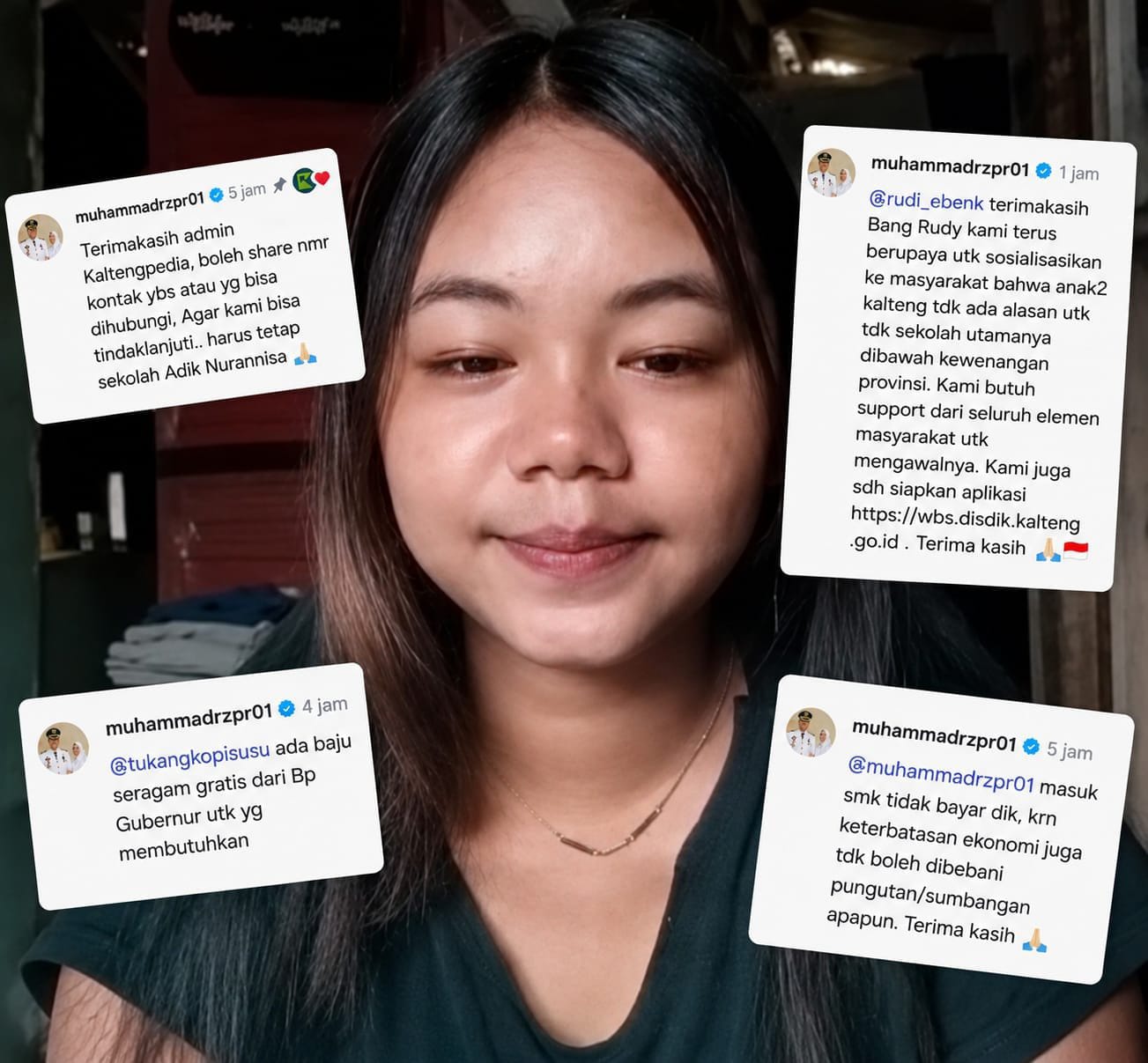 ‎Nor Anisa Indriyani remaja asal Desa Maliku, Kabupaten Pulang Pisau yang ingin melanjutkan sekolah di bantu Disdik Kalteng